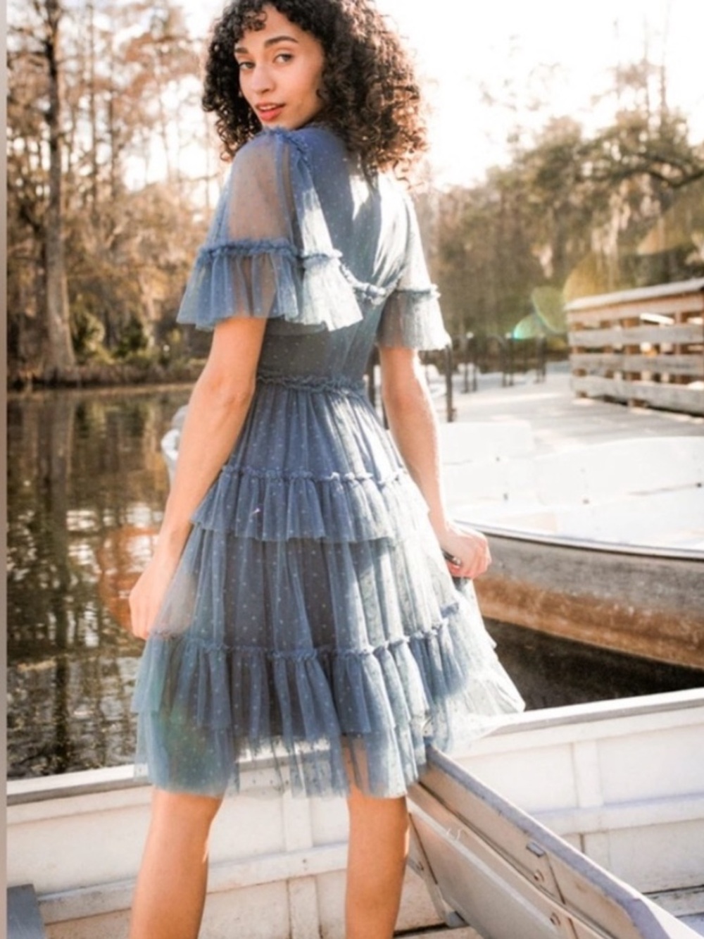 Ivy City Co, Whimsical Dress in Slate Blue, size S